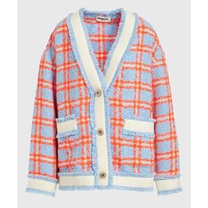 Essentiel Antwerp Folivia Oversized Check Cardigan Jacket size L large